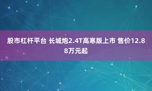 股市杠杆平台 长城炮2.4T高寒版上市 售价12.88万元起