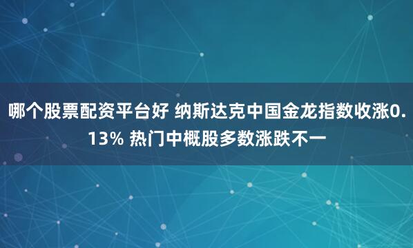 哪个股票配资平台好 纳斯达克中国金龙指数收涨0.13% 热门中概股多数涨跌不一