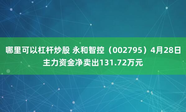 哪里可以杠杆炒股 永和智控（002795）4月28日主力资金净卖出131.72万元